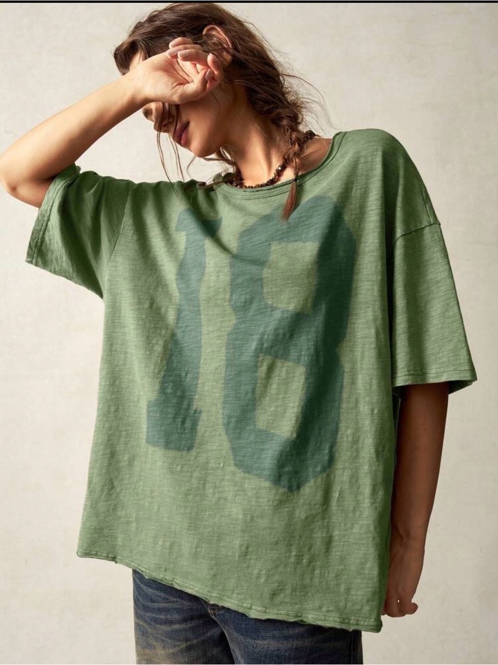 Relaxed Olive Green Women's Graphic Tee